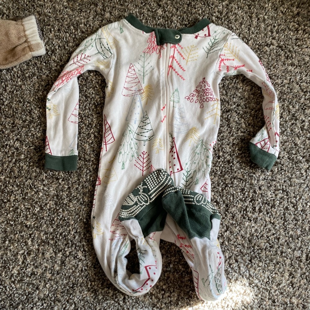Burts Bees Christmas Festive Tree Print Kids One Piece